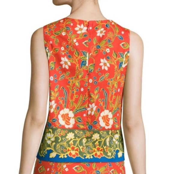 Tory Burch Dayton Samba Batik Flower Cotton Sleeveless Top - Picture 2 of 5